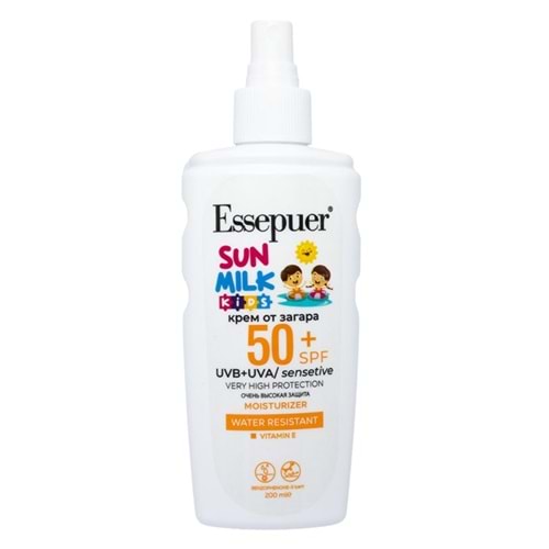 Essepuer Çocuklar için SPF50+ Suya Dayanıklı Süt Güneş Kremi 200 mL