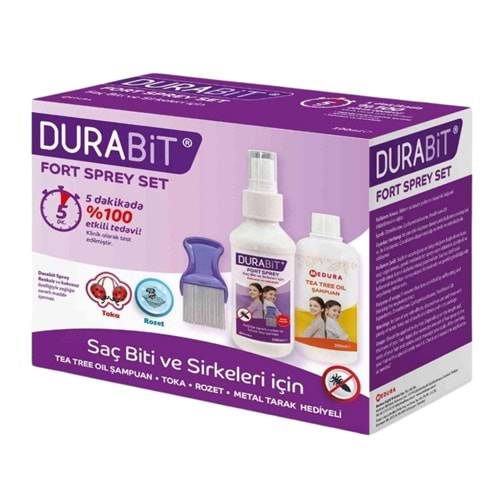 Durabit Fort Sprey Set 100 mL + Şampuan, Toka, Rozet, Metal Tarak Hediyeli