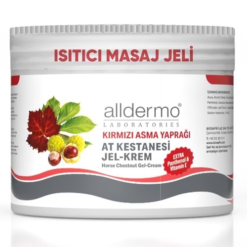 Alldermo At Kestanesi Isıtıcı Masaj Jeli Kırmızı Asma Yaprağı 500g