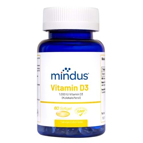 Mindus Vitamin D3 1000 IU Takviye Edici Gıda 60 Softgel