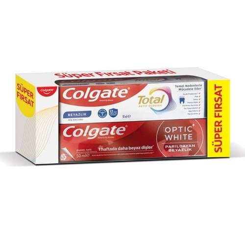 Colgate Total Aktif Koruma 50 mL + Optic White Diş Macunu 50 mL 2li Set