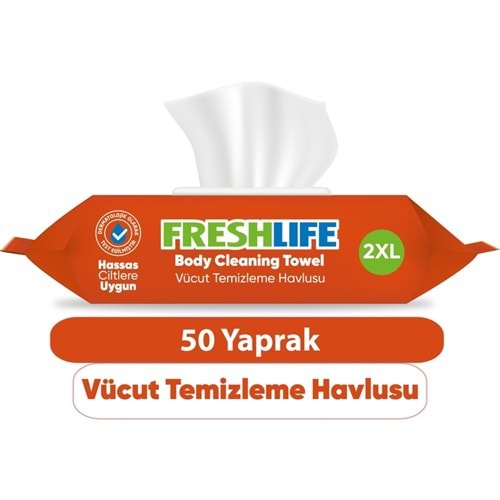Freshlife Vücut Temizleme Mendili 2XL 50Li