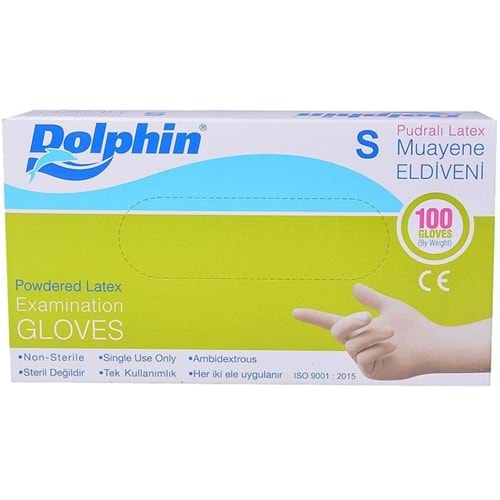 Dolphin Lateks Pudralı Eldiven Small 100Lü
