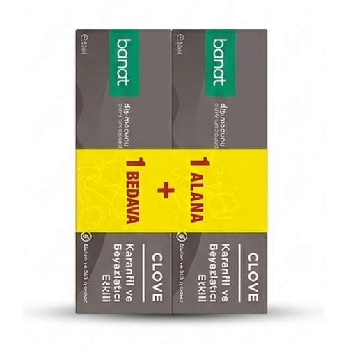 Banat Clove Karanfil ve Beyazlatıcı Etkili Diş Macunu 50 mL, 2Li Paket