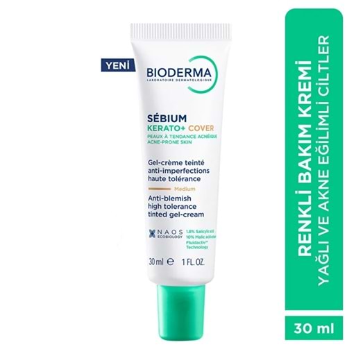 Bioderma Sebium Kerato+ Cover Renkli Krem Medium 30 mL