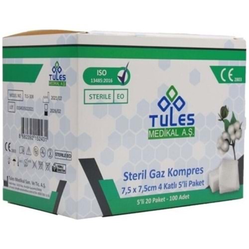 Tules Steril Gaz Kompres 7,5*7,5cm 100Lü (5*20)