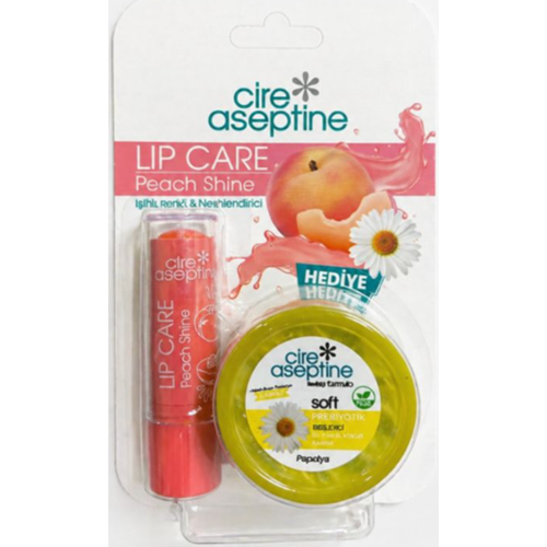 Cire Aseptine Peach Shine Lip Stick 4,5gr + Papatya El Kremi 30 Ml