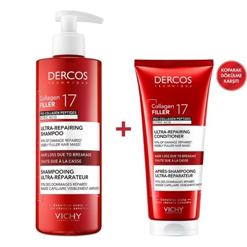 Vichy Dercos Collagen 17 Filler Şampuan 400 mL+ Saç Kremi 200mL