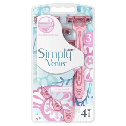 Gillette Venüs Simply 3 Bıçaklı Kullan At Tıraş Bıçağı 4'lü
