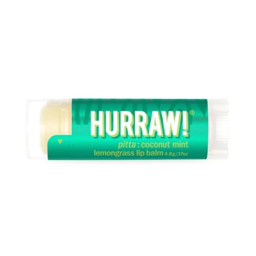 Hurraw Pitta Coconout Mint Lemongrass Lip Balm 4,8 gr (Hindistan Cevizi, Limonotu)