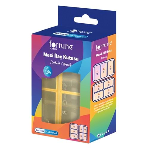 Fortune Maxi Haftalık İlaç Saklama Kutusu, 3+4 Bölmeli