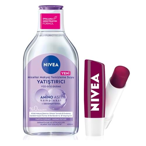 Nivea Yatıştırıcı Makyaj Temizleme Suyu 400 mL+ Böğürtlenli Lipstick Set