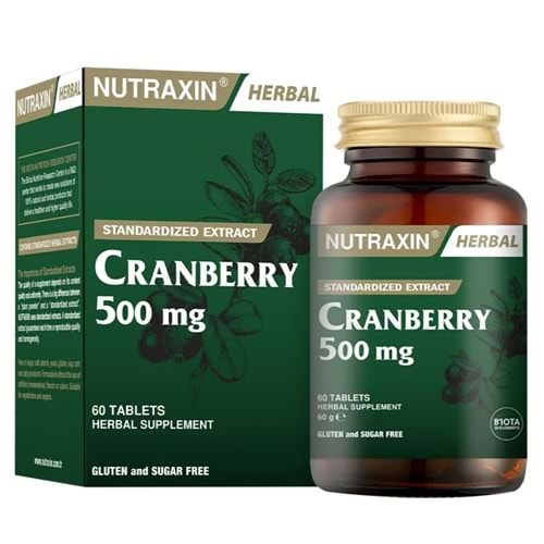 Nutraxin Cranberry Turna Yemişi Takviye Edici Gıda 500 mg, 60 Tablet
