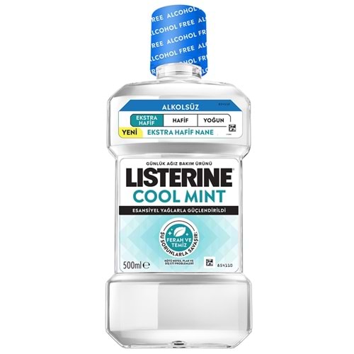 Listerine 500Ml Cool Mint Ekstra Hafif Nane Ağız Bakım Suyu, Alkolsüz