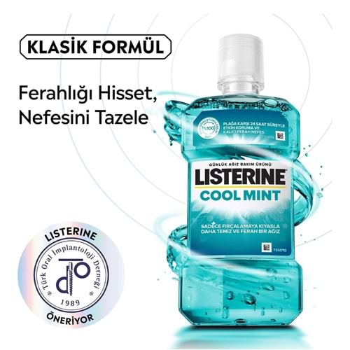 Listerine 500Ml Cool Mint Yoğun Nane Ağız Bakım Suyu, Alkolsüz