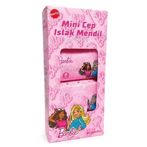 Mini Cep Islak Mendil 8x8 Adet, Barbie Desenli