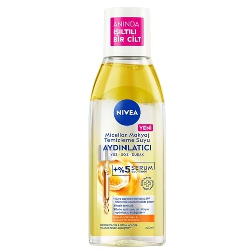 Nivea Serum Etkili Aydınlatıcı Micellar Makyaj Temizleme Suyu 200 mL