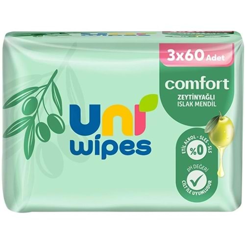 Uni Baby Comfort Zeytinyağlı Islak Mendil, 3*60 Adet