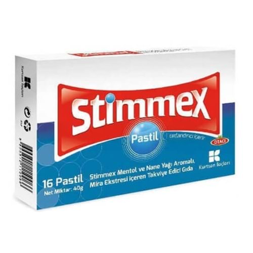 Stimmex Pastil Mentol ve Nane Yağı Aromalı 16Lı