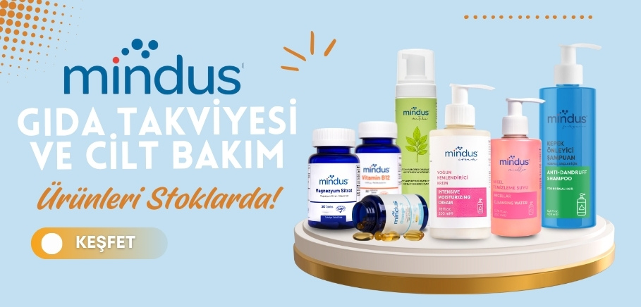 Mindus Vitamin ve Mindus Kozmetik ürünleriyle hem içten hem dıştan sağlığı destekleyin! Vitamin, mineral, serum, şampuan, temizleme suyu ve nemlendirici çeşitleriyle cilt ve vücut dengesini koruyun. Mindus en uygun fiyatlarla itriyatcim.com’da!