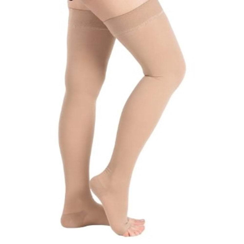 Varis Çorabı 280Den Orta Basınç Diz Üstü Silikon Ucu Açık 1 (22-32 mmHg)