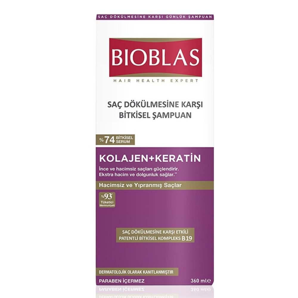 Bioblas Collagen & Keratin Hacim ve Dolgunlaştırıcı Şampuan 360 mL