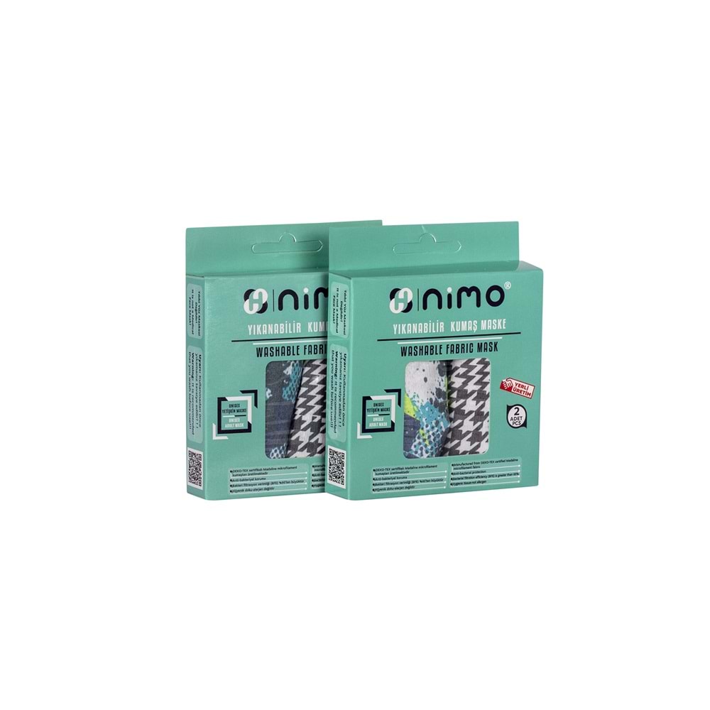 Nimo Yıkanabilir Yüz Maskesi Yetişkin 2 Li