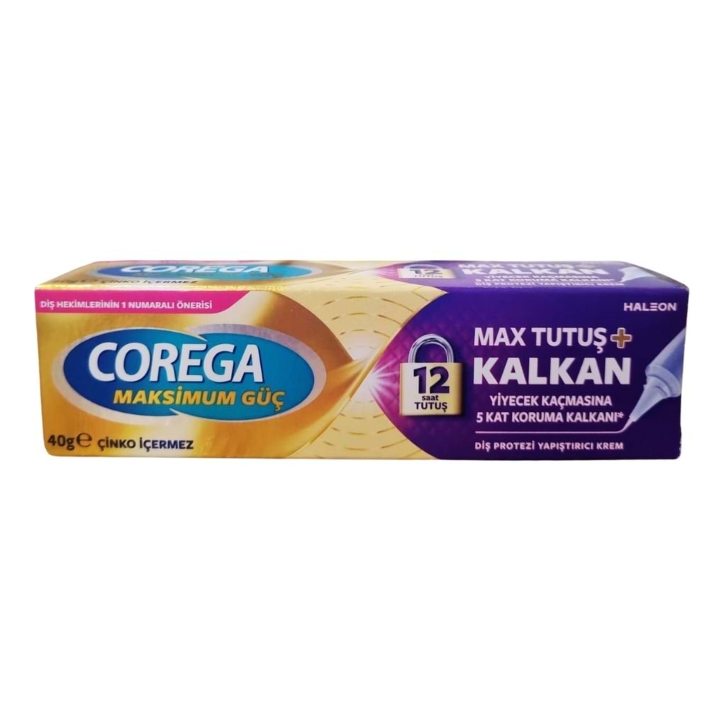 Corega Diş Protez Yapıştırıcı Krem 40g Tatsız Maximum Tutuş + Kalkan