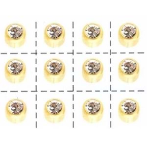 Nına Küpe Sarı Üzeine Beyaz Taş (12Lı Kartela)