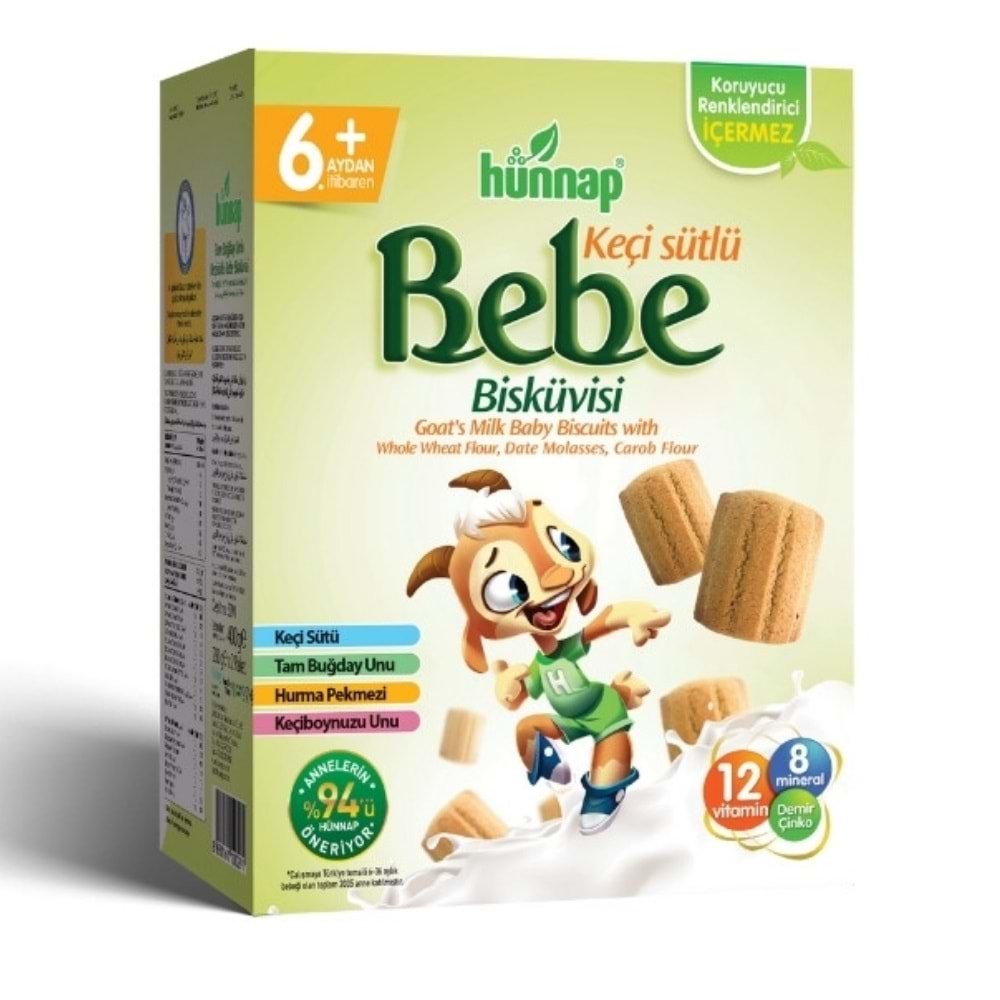 Hünnap Keçi Sütlü Bebek Bisküvisi 400 Gr