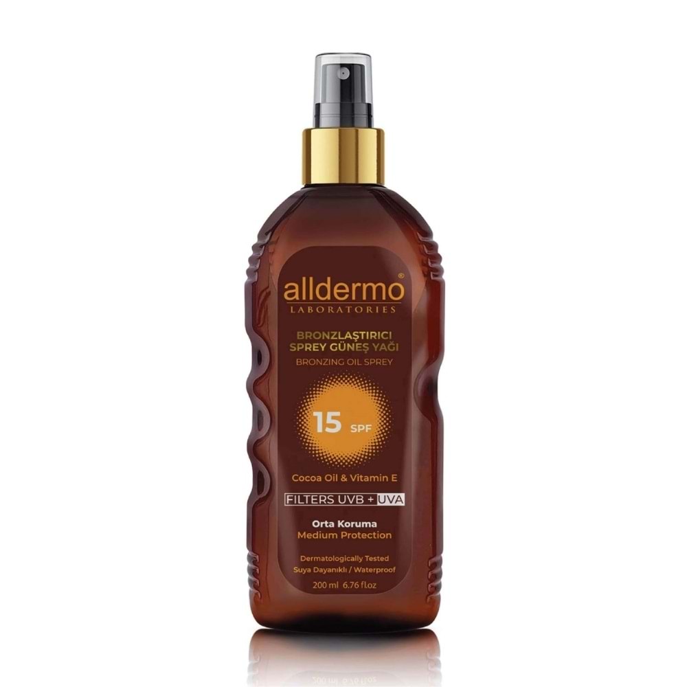 Alldermo Bronzlaştırıcı SPF15 Sprey Güneş Yağı 200 mL