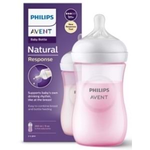 Philips Avent Doğal Tepkili Damlatmaz PP Biberon, 260ml, 1+ Ay, Pembe