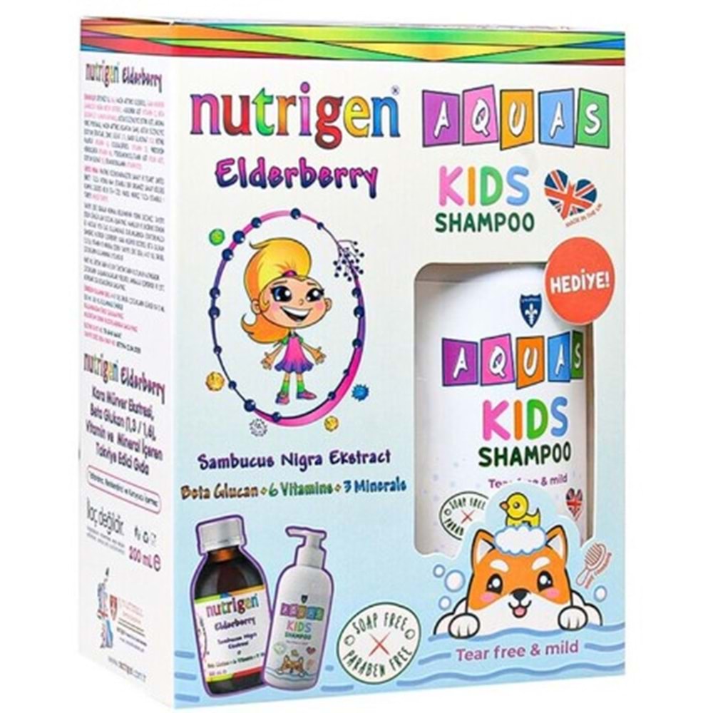 Nutrigen Elderberry Şurup 200Ml + Aquas Kids Şampuan 250Ml Hediyeli