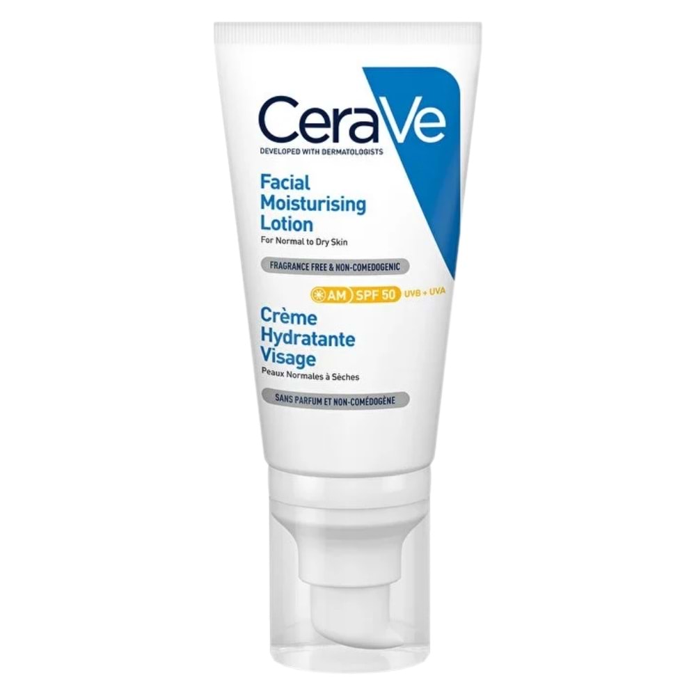 CeraVe Kuru Ciltler için SPF50+ Nemlendirici Yüz Kremi 52 mL
