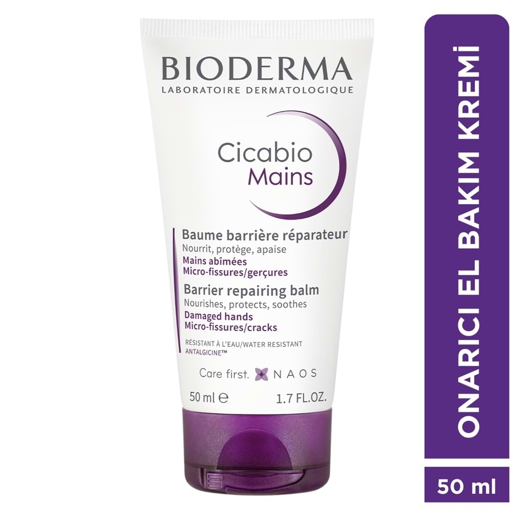 Bioderma Cicabio Hand Mains Çatlak Eller için Onarıcı, Yoğun Nemlendirici Krem 50 mL