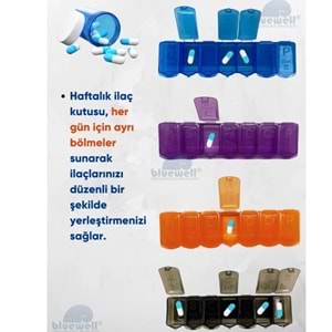 Bluewell Haftalık İlaç Kutusu Renkli 24Lü Stand
