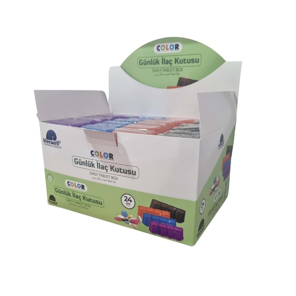 Bluewell Günlük İlaç Kutusu Renkli 24Lü Stand