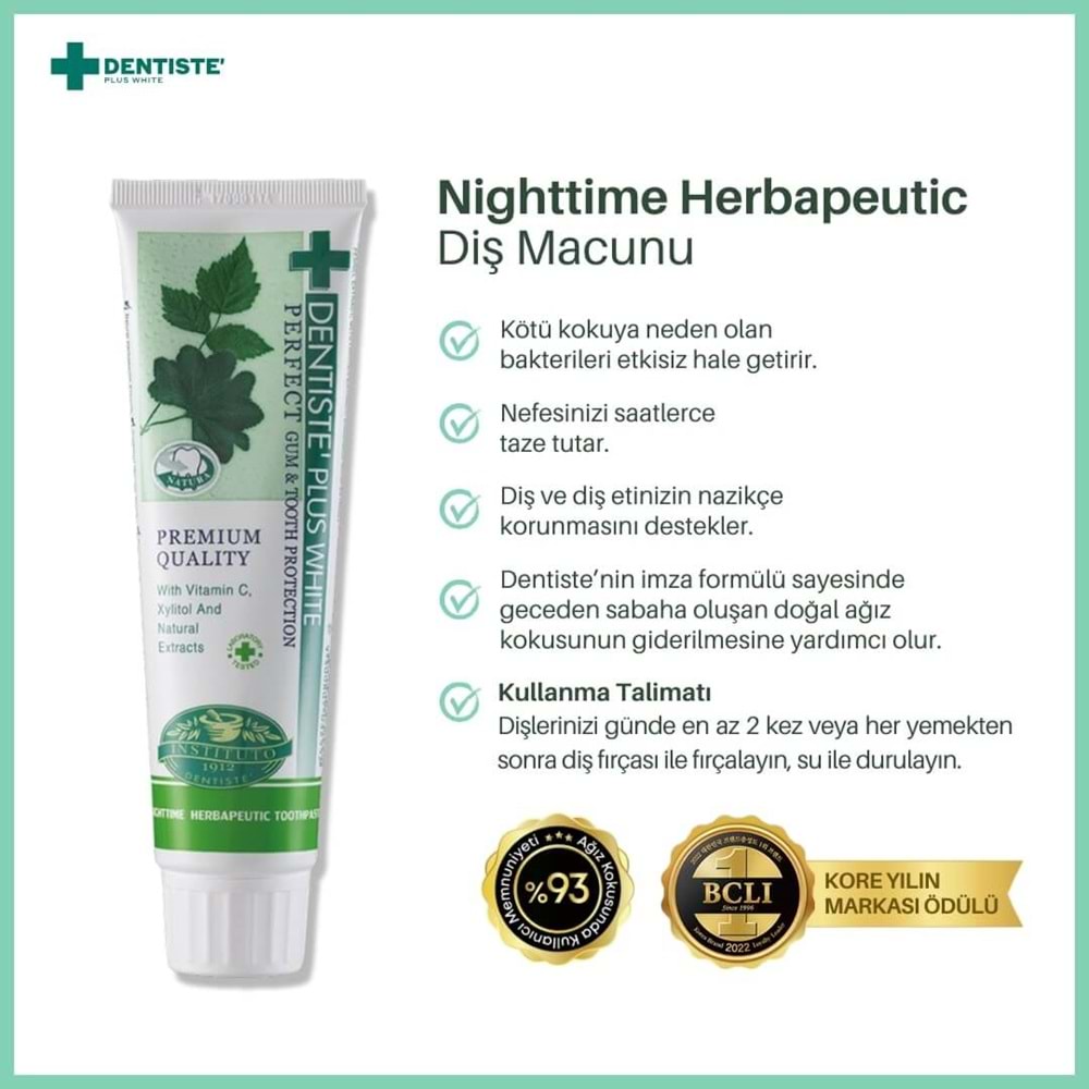 Dentiste Nighttime Herbapeutic Ağız Kokusu Önleyici Diş Macunu 100ml