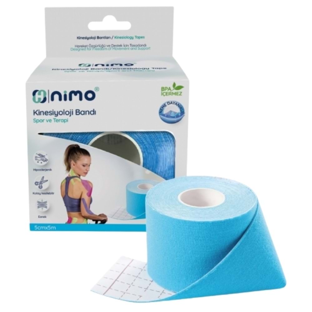 Nimo Kinesiyoloji Bandı (Ağrı Bandı) 5cm*5m Mavi