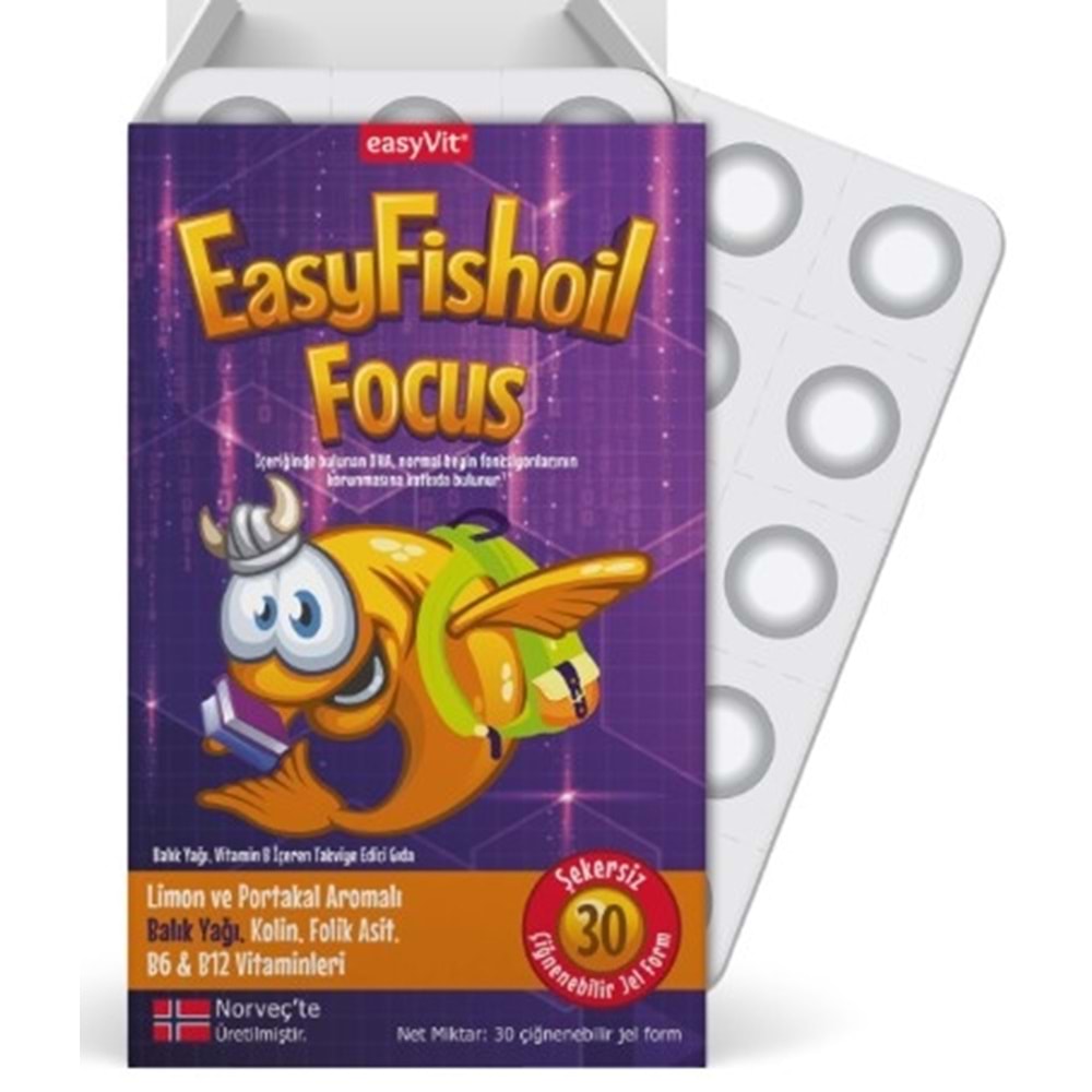 EasyFishOil Focus Limon ve Portakal Aromalı 30 Çiğneme Jel Form
