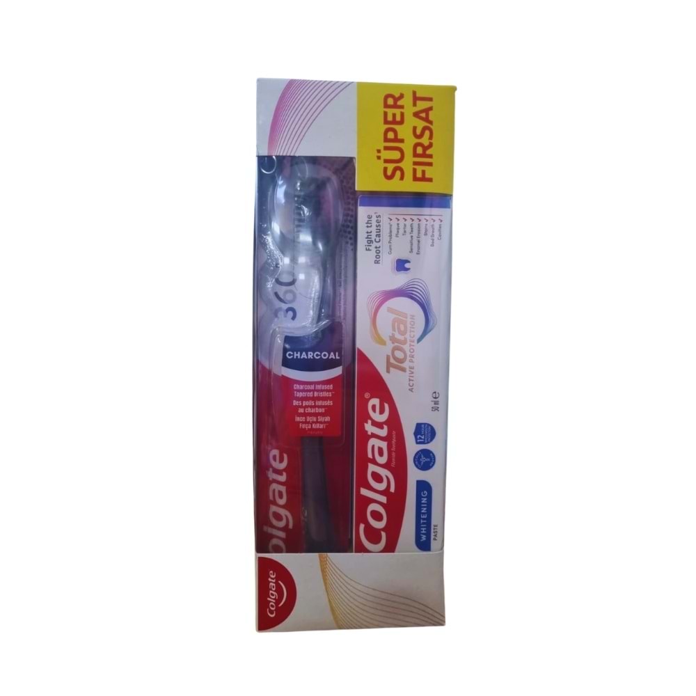 Colgate Total Beyazlık 50ml+ 360* Charcoal Diş Fırçası Set