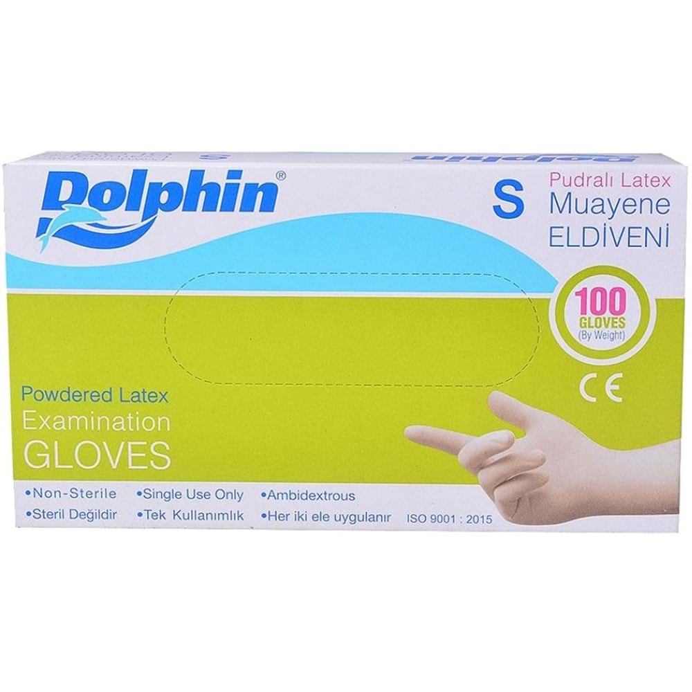 Dolphin Lateks Pudralı Eldiven Small 100Lü