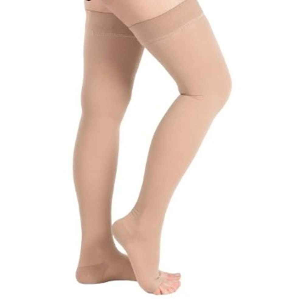 Varis Çorabı 280Den Orta Basınç Diz Üstü Silikon Ucu Açık 7 (22-32 mmHg)