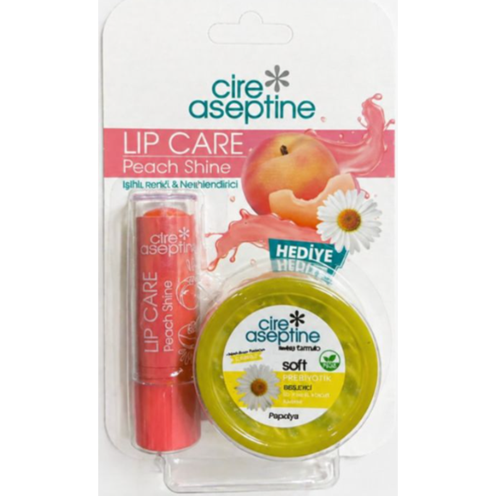 Cire Aseptine Peach Shine Lip Stick 4,5gr + Papatya El Kremi 30 Ml