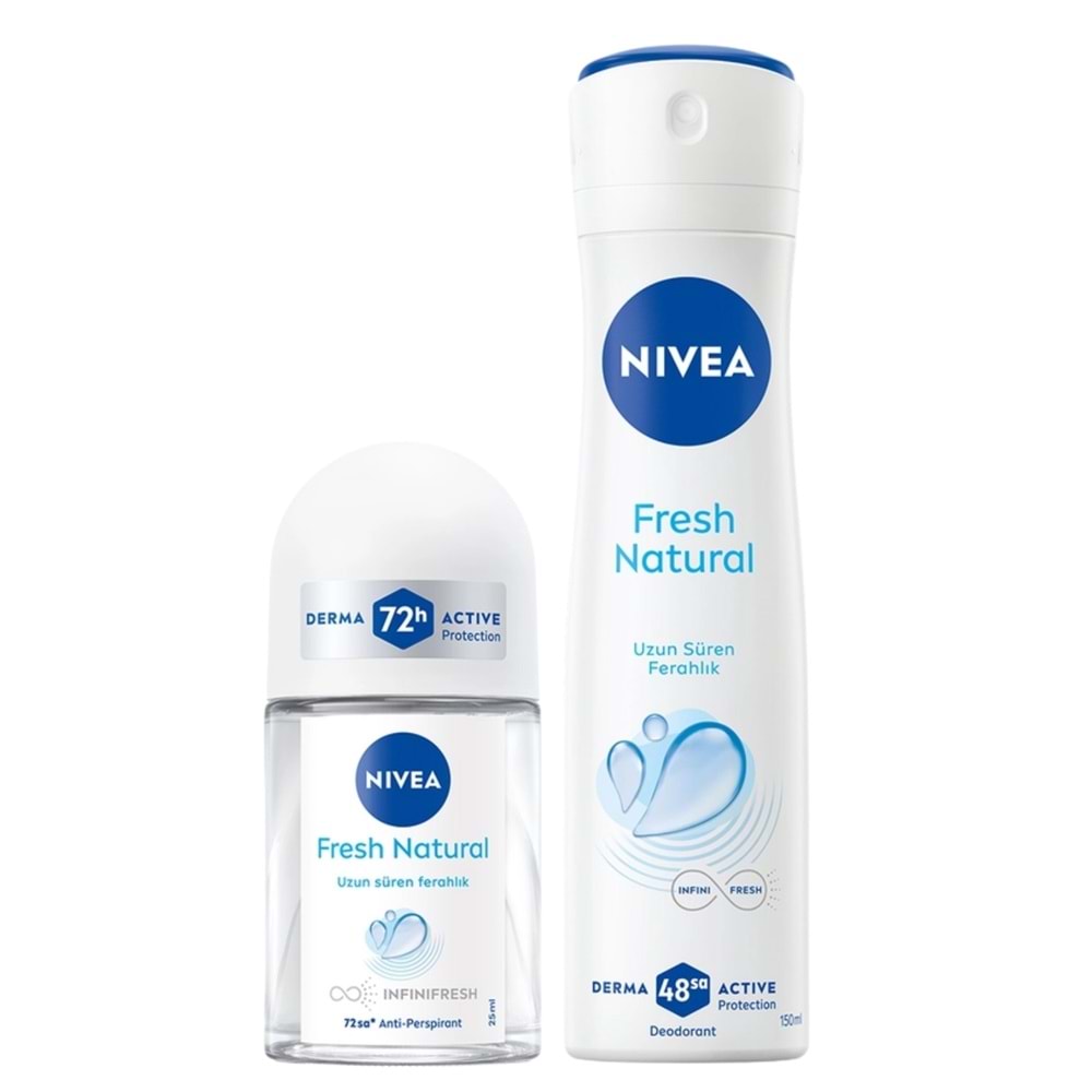 Nivea Deodorant + Roll On Set Fresh Natural Sprey 150 mL + Roll On 25 mL, Woman