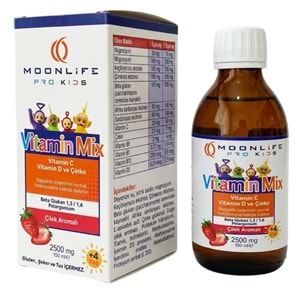 Moonlife Vitamin Mix (Vitamin C, D ve Çinko) Takviye Edici Surup 150 ml, Çilek Aromalı